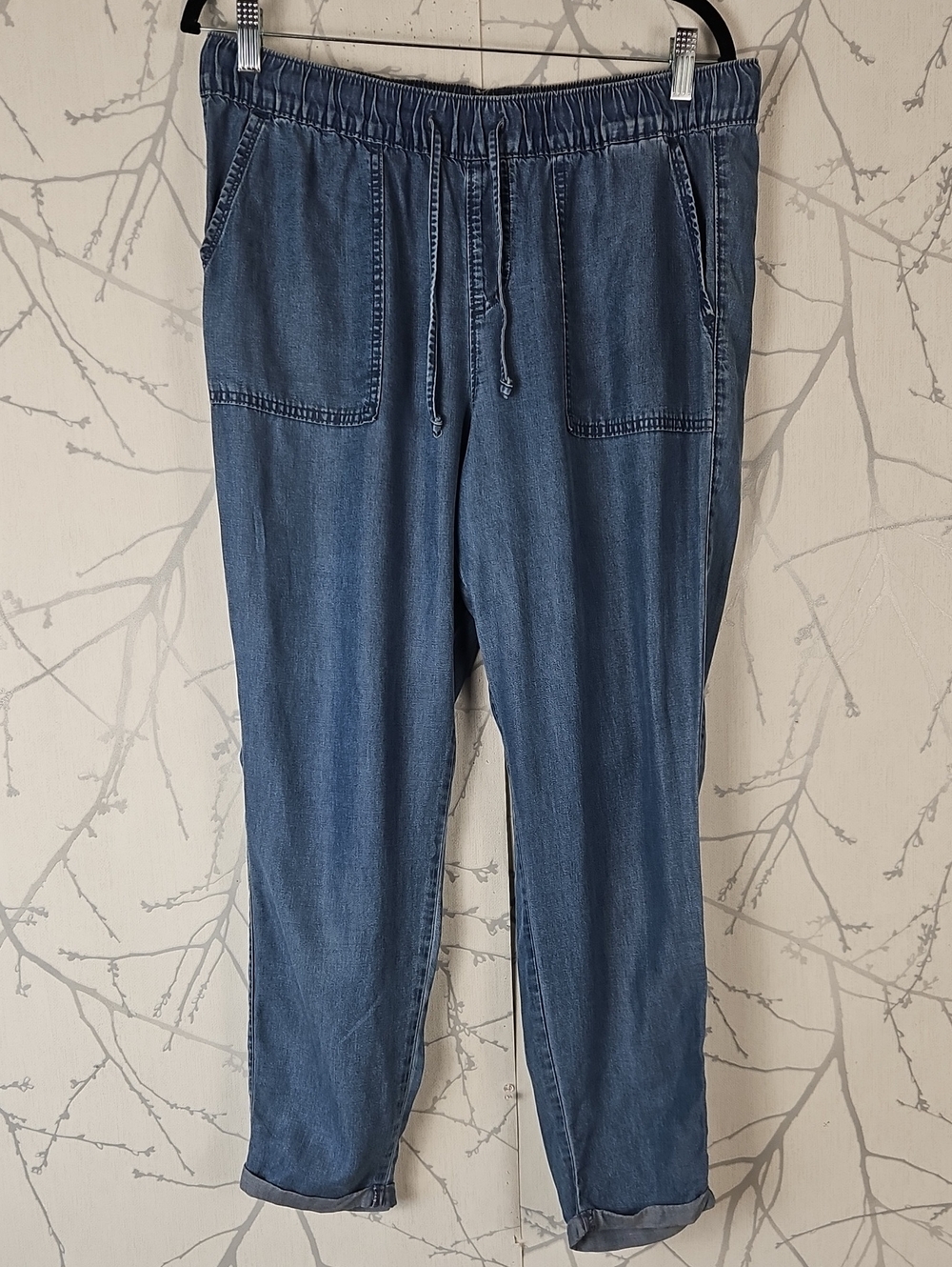 Old Navy Blue Chambray 100% Tencel High Rise Tapered Pants